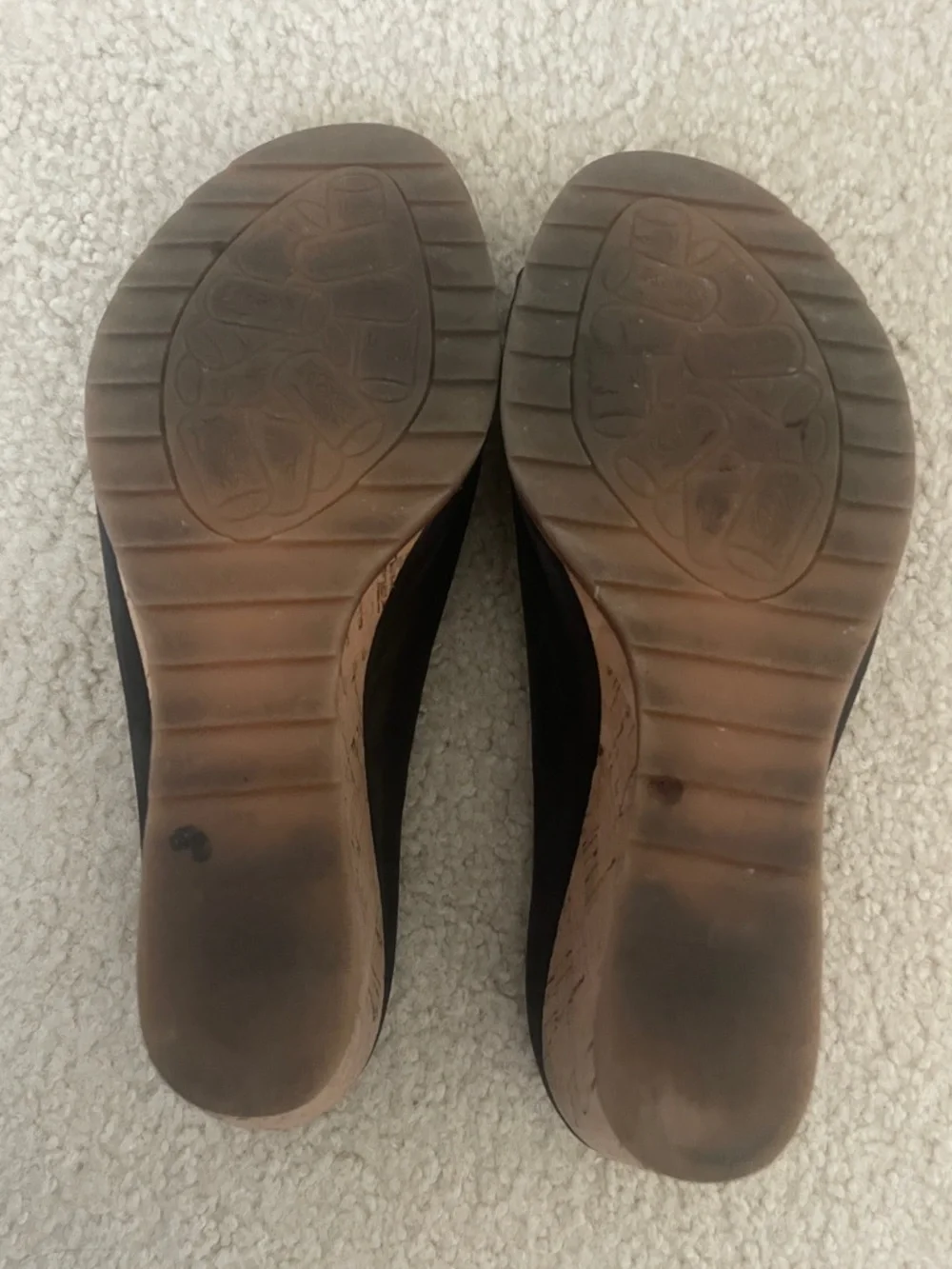 Korks Black Suede Cork Open-Toe Wedge